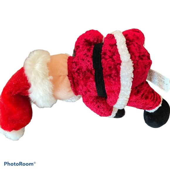 Santa Claus Plush 12" Red Velvet Suit White Trim Plaid Sack Holiday Decor - Picture 2 of 7